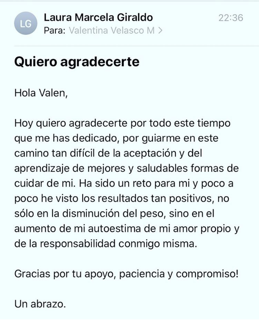Email de Laura Giraldo